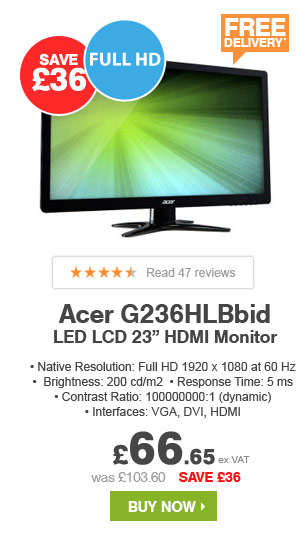 Acer G236HLBbid 23in DVI HDMI Monitor