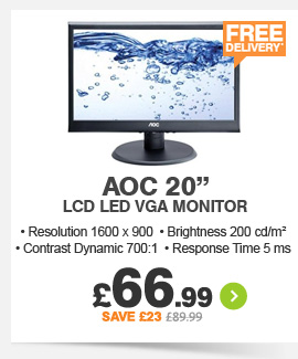 AOC 20in LCD LED Monitor - £66.99