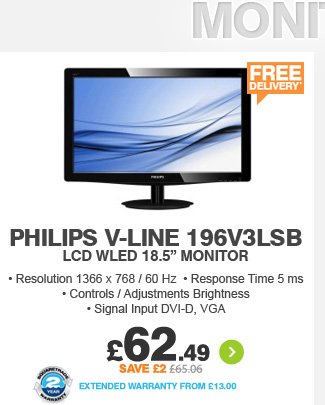 Philips LCD WLED 18.5in Monitor - £62.99