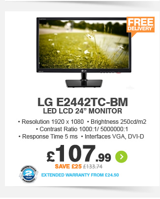 LG LED LCD 24in Monitor - £107.99