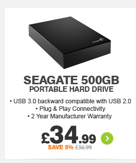 Seagate 500GB Portable Hard Drive - £34.99