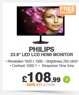 Philips LED LCD 23.6in Monitor - £108.99
