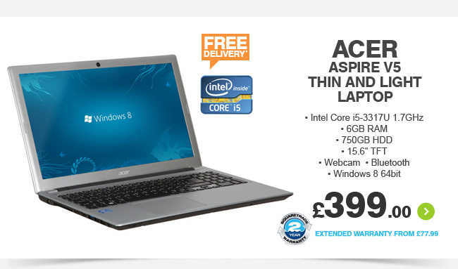 Acer Aspire V5 Thin and Light Laptop - £399.00