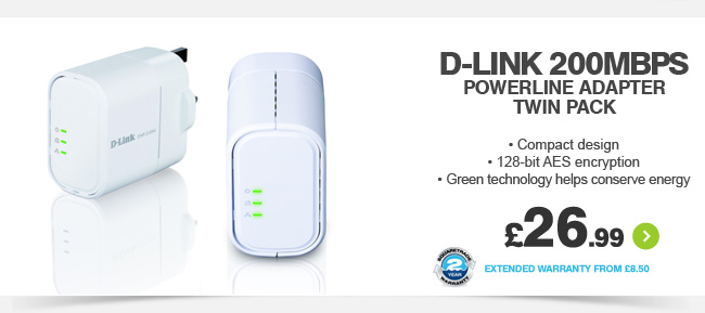 D-Link 200Mbps Powerline Adapter Twin Pack - £26.99