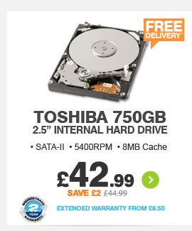 Toshiba 750GB 2.5in Hard Drive - £42.99