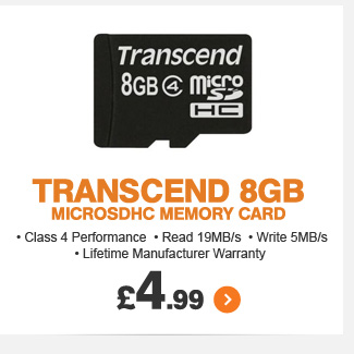 Transcend 8GB MicroSDHC Memory Card - £4.99