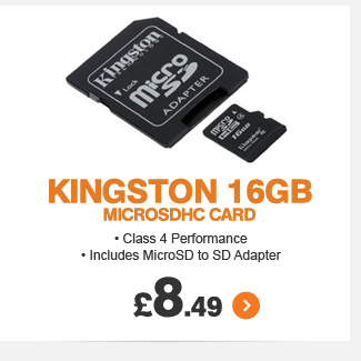 Kingston 16GB MicroSDHC Card + Adapter - £8.99