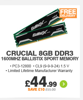 Crucial 8GB DDR3 1600Mhz Memory - £44.99
