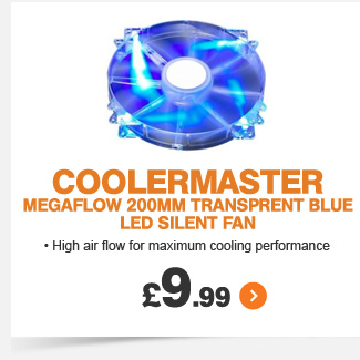 Coolermaster 200mm Transprent Blue LED Fan  - £9.99
