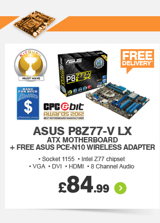 Asus P8Z77-V ATX Motherboard + Adapter - £84.99