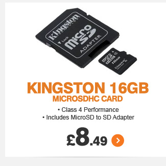 Kingston 16GB MicroSDHC Card and adapter - £8.99