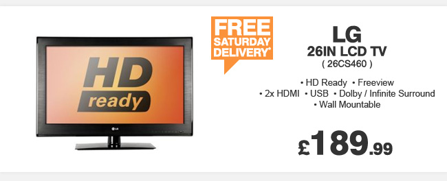 LG 26CS460 26in LCD TV - £189.99