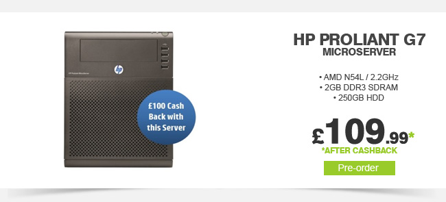 HP ProLiant G7 N54L 2.2GHz MicroServer - £109.99*