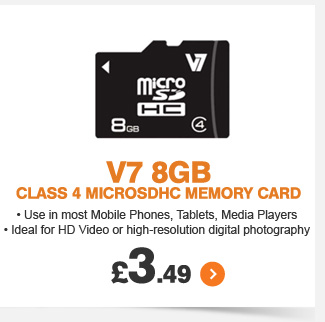 V7 8GB Class 4 MicroSDHC Memory Card - £3.49