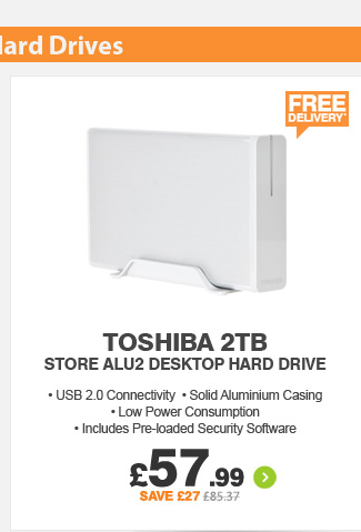 Toshiba 2TB StorE Alu2 Desktop Hard Drive - £57.99