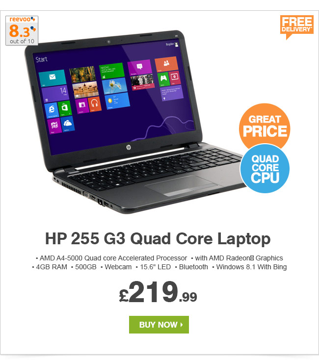 HP 255 G3 Quad Core Laptop - £219.99