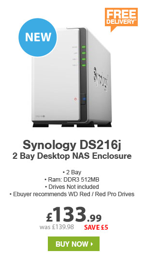Synology DS216j 2 Bay Desktop NAS Enclosure