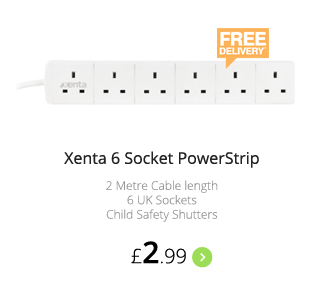 Xenta 6 Socket PowerStrip - £2.99