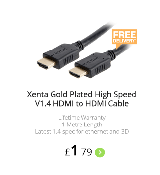 Xenta Gold Plated High Speed V1.4 HDMI to HDMI Cable 1 Metre - £1.79