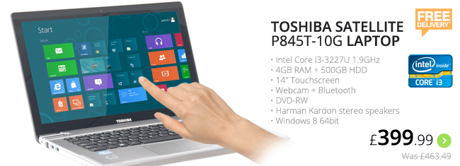 Toshiba Satellite P845T-10G Laptop - £399.99