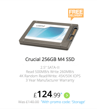 Crucial 256GB M4 SSD - £124.99