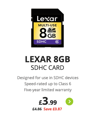 Lexar 8GB SDHC Card - £3.99
