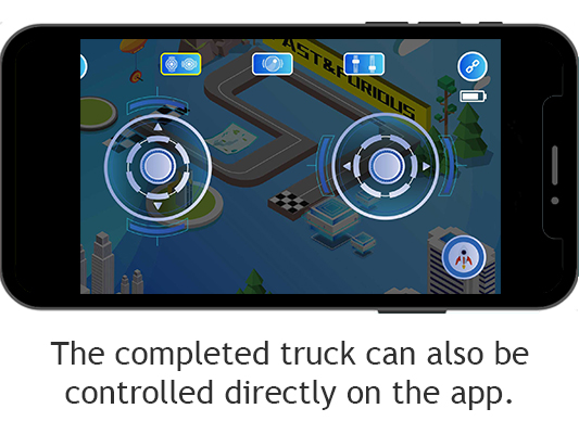 the completed truck can also be controlled on the app
