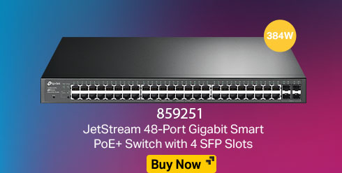 JetStream 48-Port Gigabit Smart PoE+ Switch with 4 SFP Slots