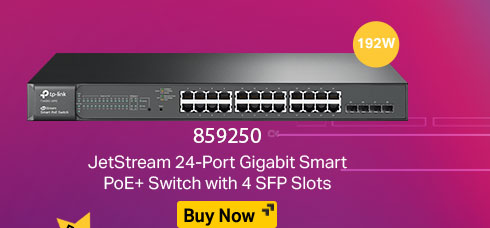 JetStream 24-Port Gigabit Smart PoE+ Switch with 4 SFP Slots